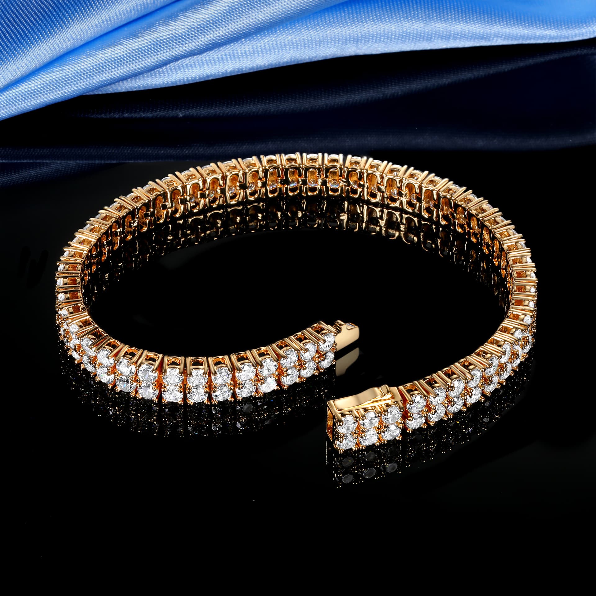 Hip Hop 4mm Micro Inlaid Zircon Bracelet Double Row Bracelet Tennis Bracelet