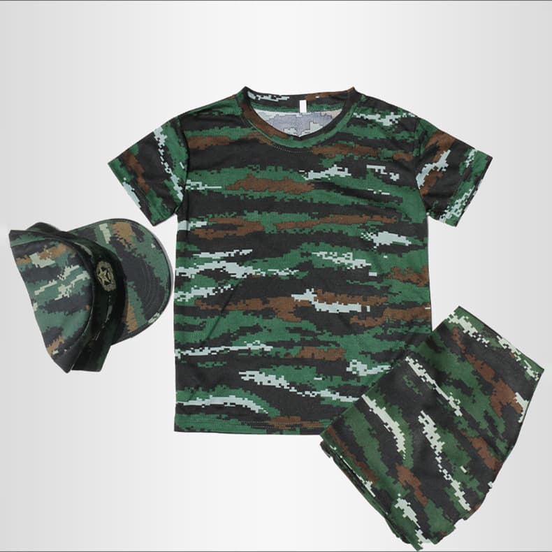 Children's Camouflage T Shirt Short Sleeved Suit Students Summer Military Training Clothes Summer Camp Physical Training Clothes Mesh T Shirt