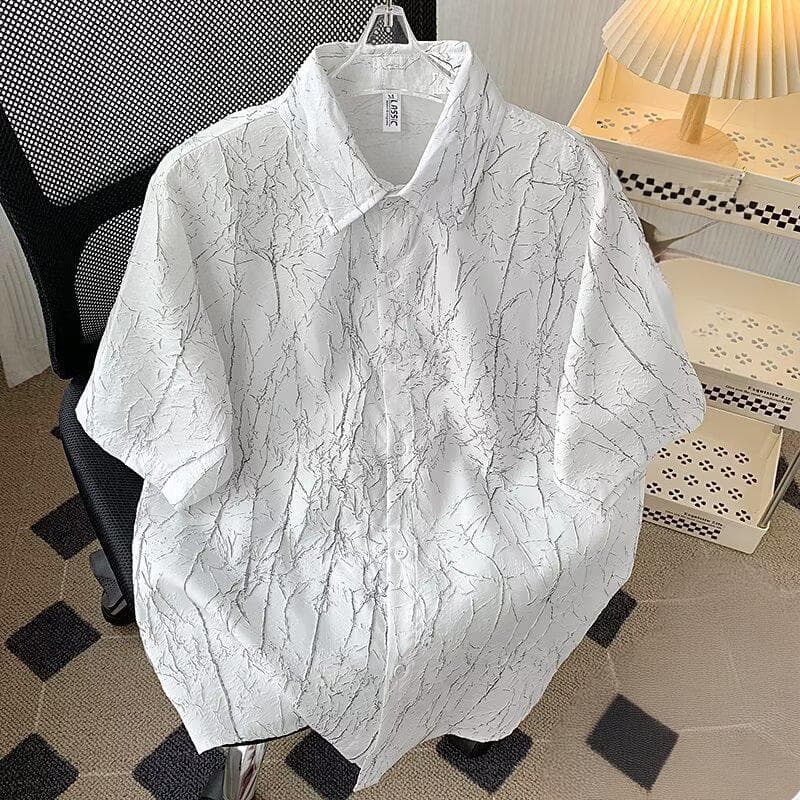 Men's Clothing Texture Short Sleeved Shirt Trendy Casual Trendy Loose Half Sleeved Shirt Jacket