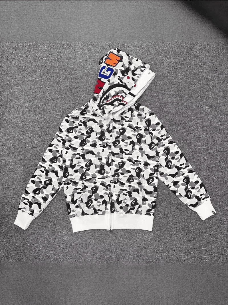 A BATHING APE ABC Camo Shark Full Zipper Double Layer Hoodie High Quality Pure Cotton Version SHARK FULL ZIP HOODIE MENS AND WOMEN