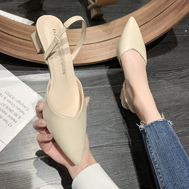 NEW Women's Sandals - 2026 Summer New Style Thick Heel Sandals - Women's Pointed Toe Medium Heel Slippers