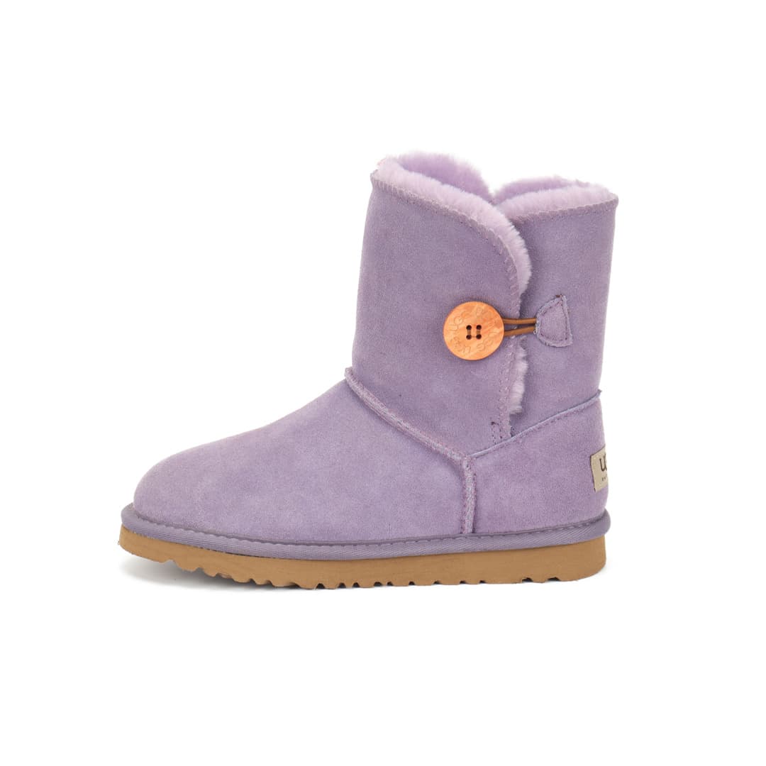 Bottes de neige pour femmes avec boucles en bois, en cuir véritable, polyvalentes, chaussures d'écolière, bottes épaisses doublées de fourrure.