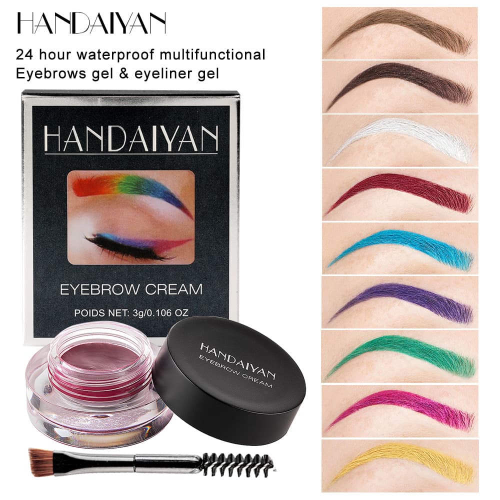 Colorful Eyebrow Tint Pomade Gel Enhancer Cosmetics Eye Brow Cream With Brush Kit Red Purple Grey Color