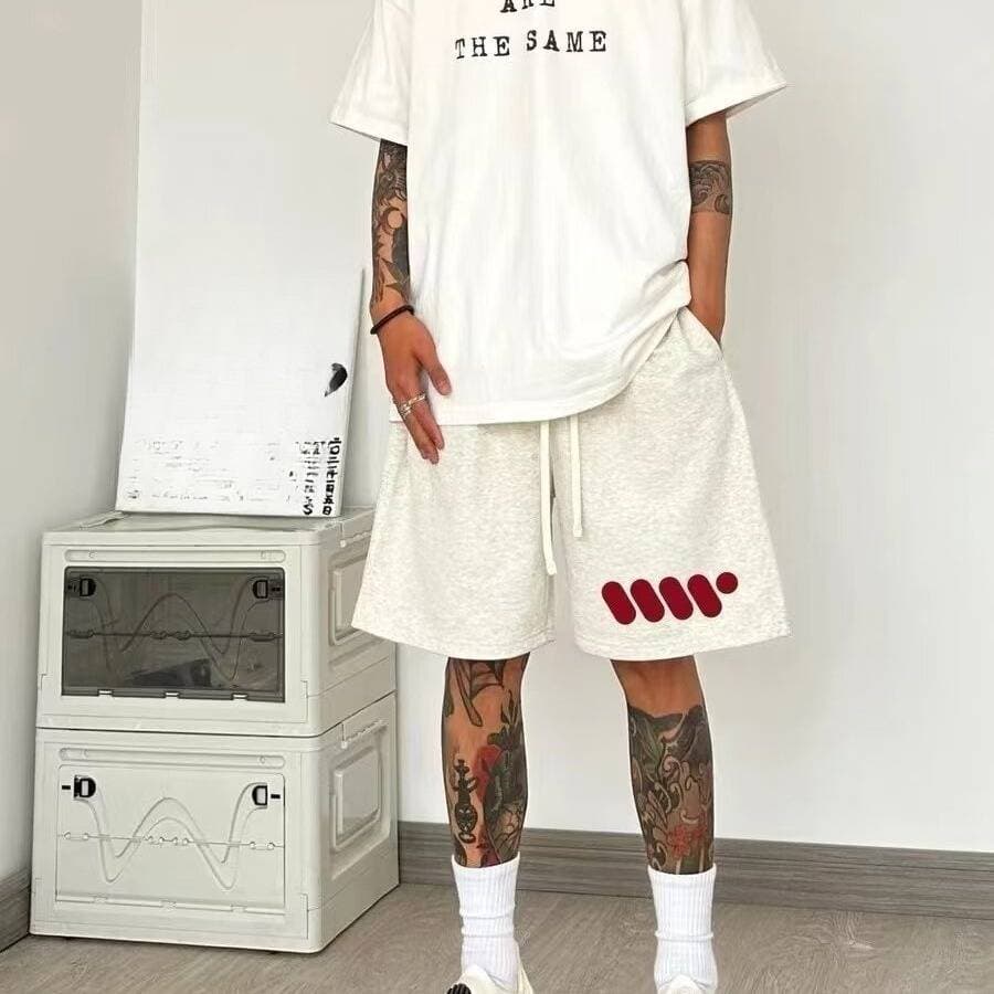 Men's Clothing Plus Size Trendy Letter Print Casual Shorts Versatile Loose Straight Sports Shorts