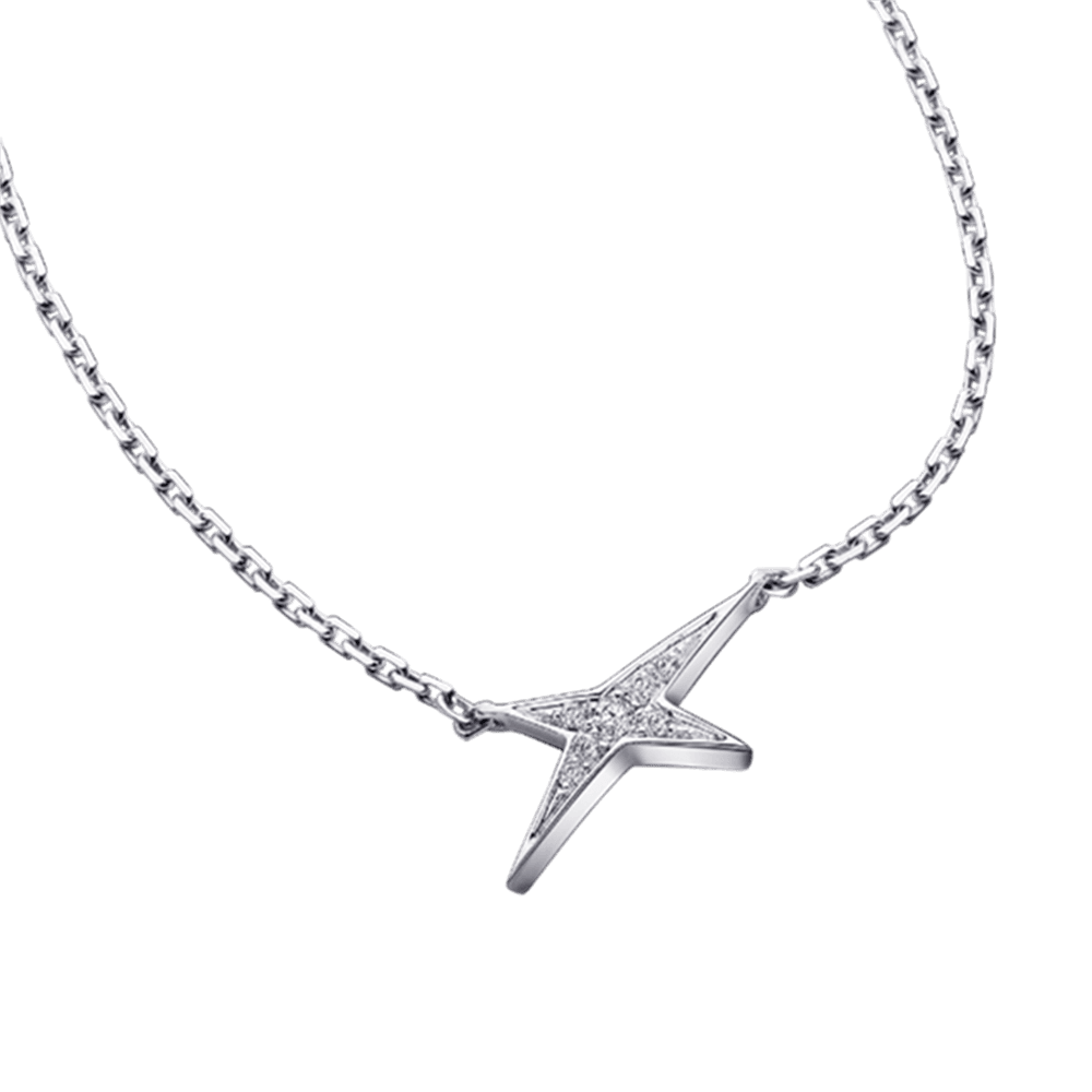 Star Necklace, 925 Sterling Silver Plated With Gold, Luxury French Jewelry, Women's Gift