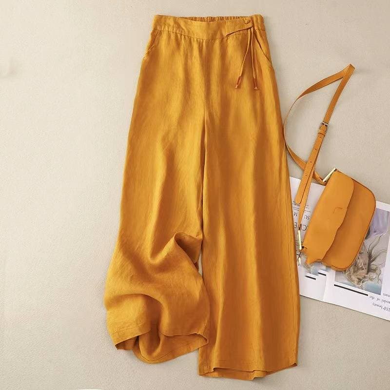 [Cotton Linen] Women's Clothing Wide-leg Pants Literary Cotton And Linen