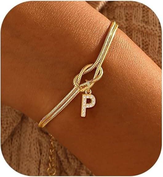 Bracelet en zircon avec 26 lettres, tendance, nœud concentrique, rond, en os de serpent, pour couple, amitié, bijoux de main