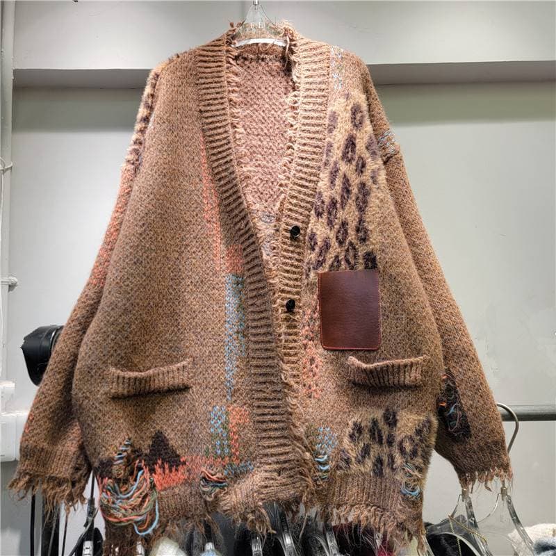 Plus Size Women's Clothing Autumn And Winter New Fat Mm Lazy Style Knitted Cardigan Sweater Jacket Women's Loose Slim Top