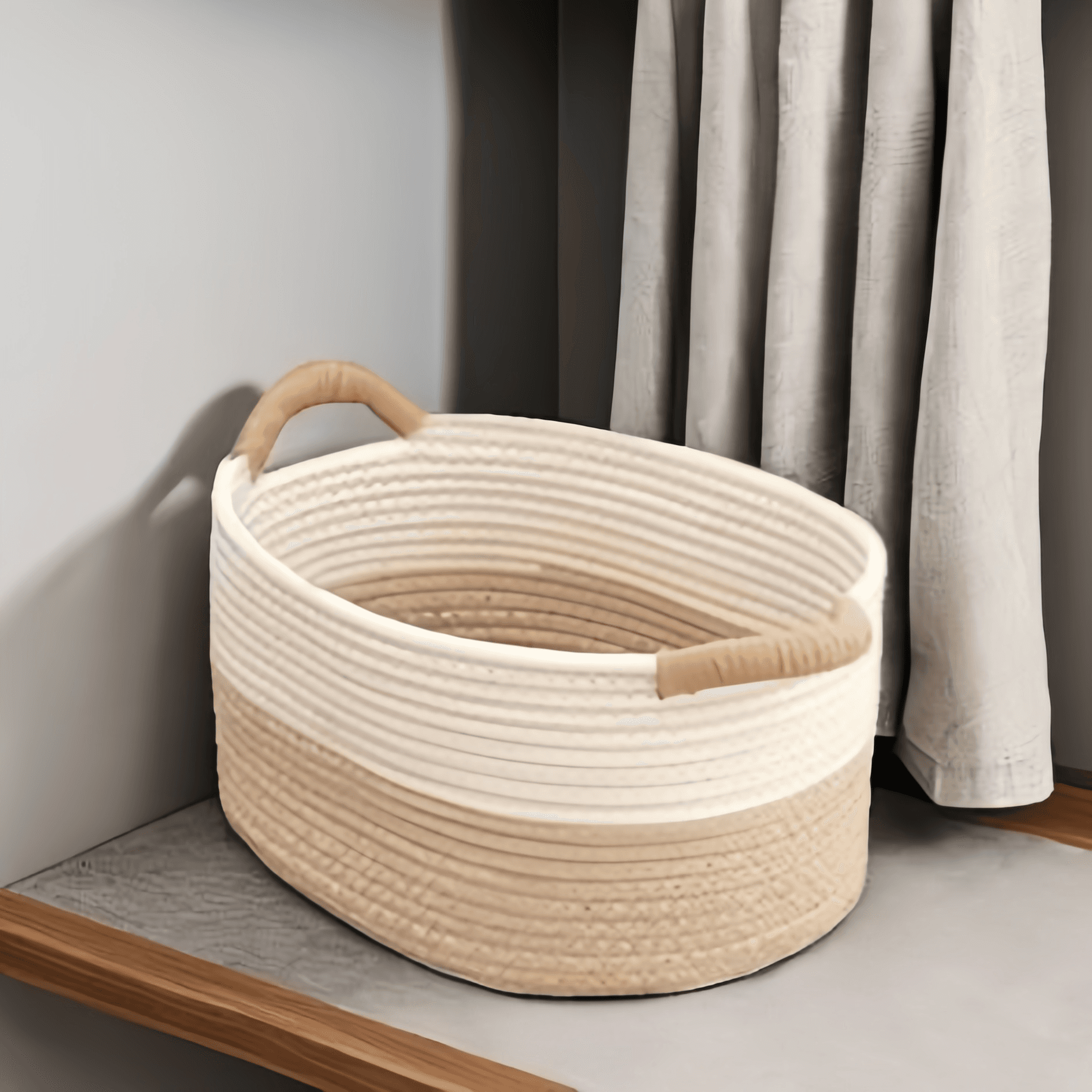 Family Organizer Nordic Simple Cotton Rope Woven Storage Basket Large Capacity Storage Basket Household Sundries Children's Toys(Error Of 1-3 Cm)