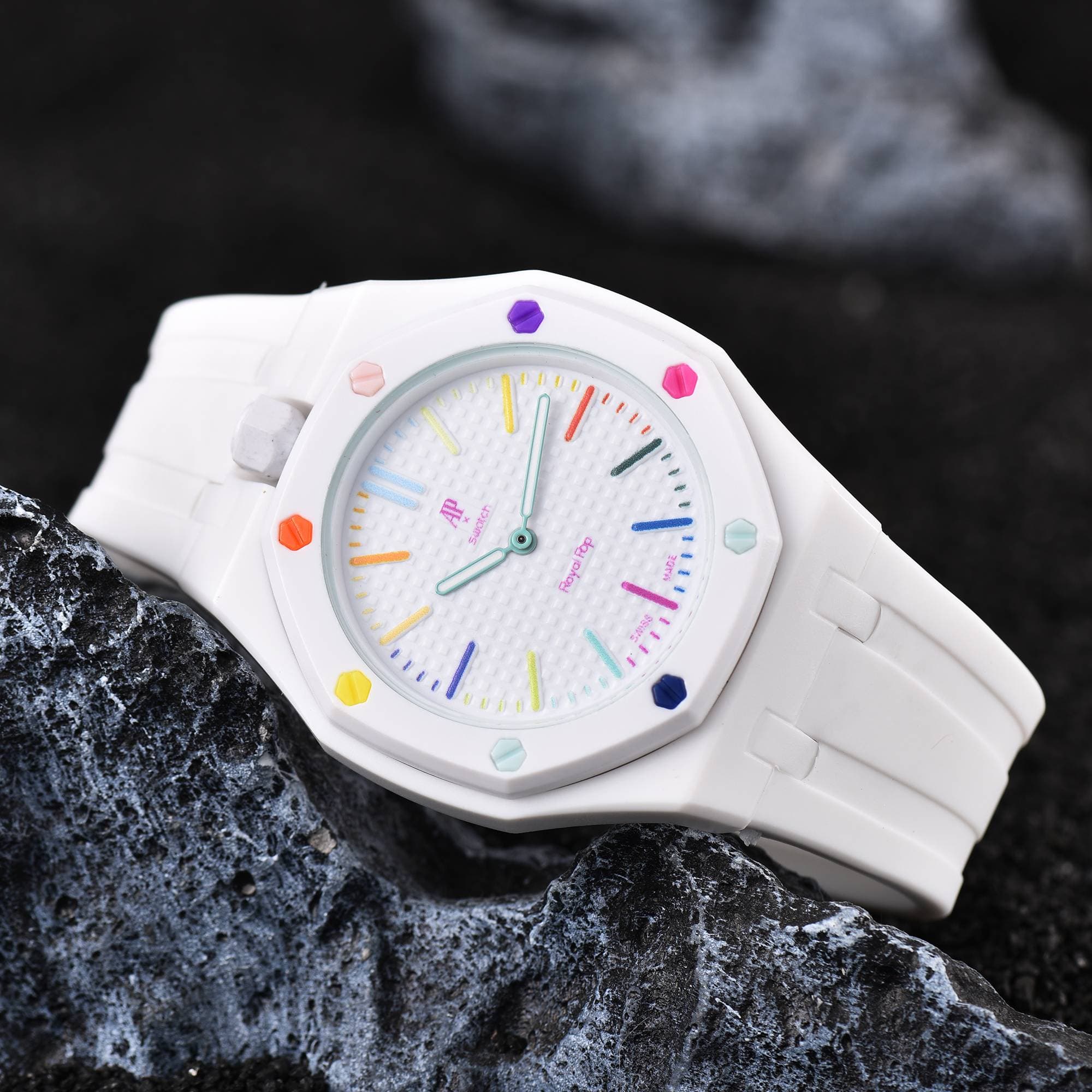 Montre-bracelet Royal Pop verte en biocéramique, mouvement à quartz, co-brandée AP, 2026