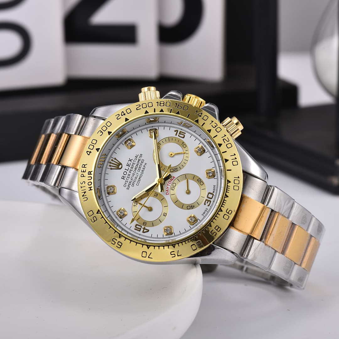 Montre de luxe pour homme Rolex, style business, à six aiguilles et cadran classique à trois sous-cadrans.