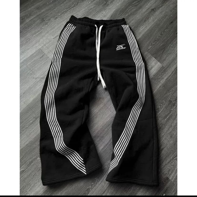Men's Fleece-Lined Jogger Pants Drawstring Waist Striped Design Breathable Cotton Blend Black/Grey/Red S-XXXXL Unisex Fit