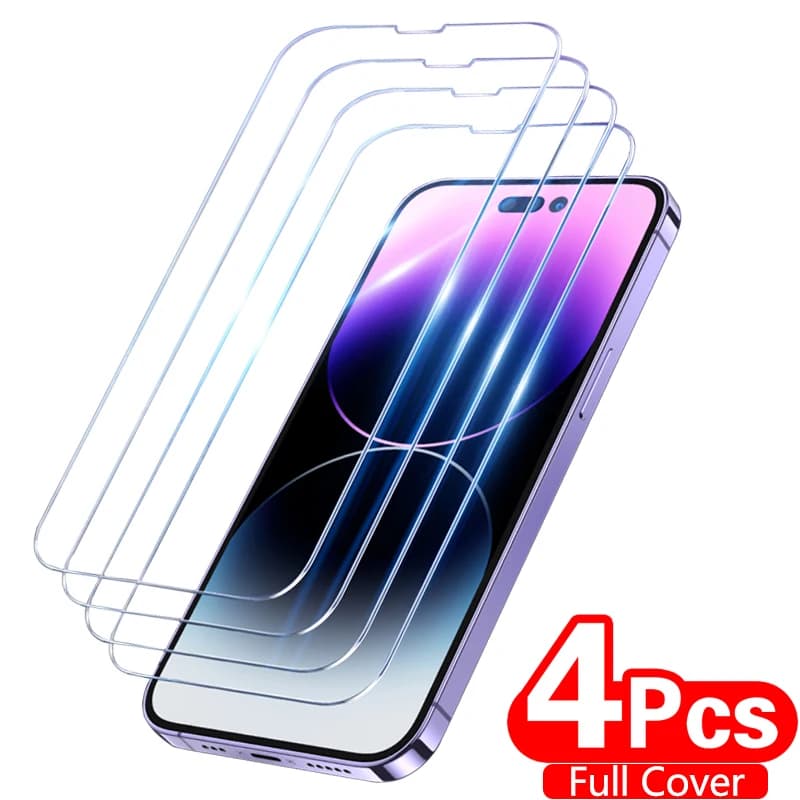 4Pcs Protective glass For iPhone 15 14 13 12 11 Pro Max XS XR 12Mini 13Mini 15Plus screen protector Tempered glass For iPhone 6 7 8 Plus SE 2020 Glass
