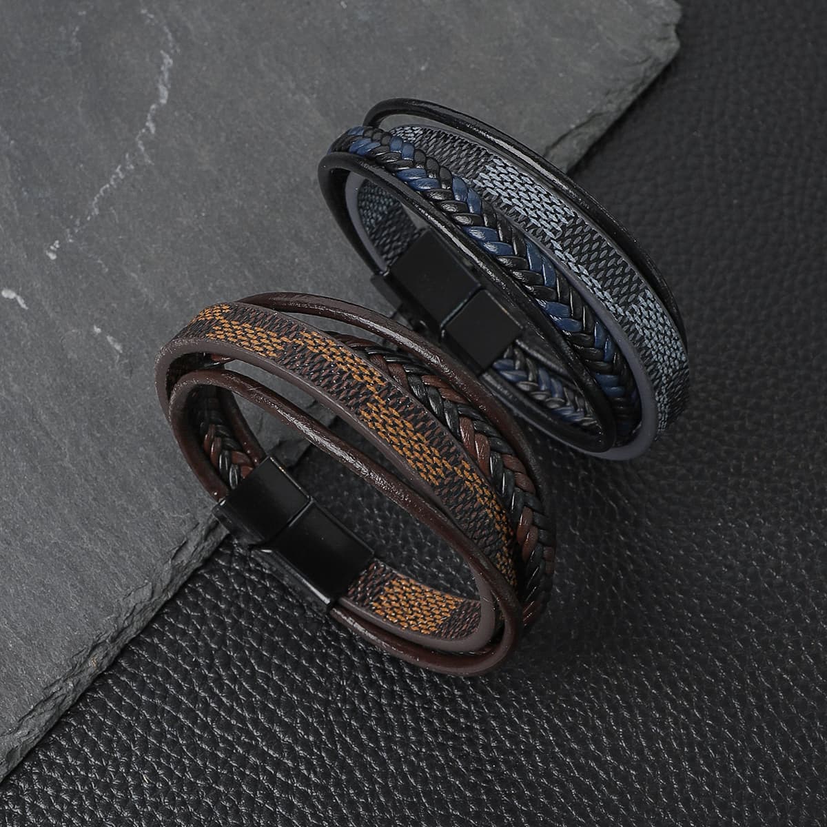 Casual Solid Color Pu Leather Men's Wristband