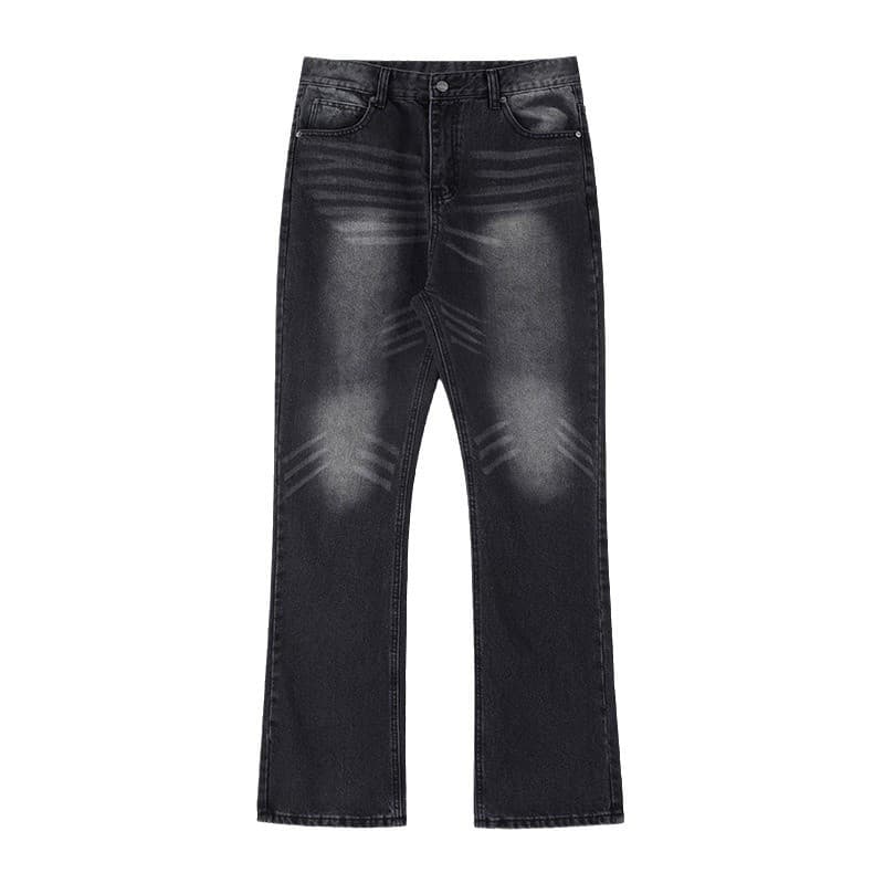 Men's Clothing | Cleanfit Water Ripple Retro Washed Distressed Loose Flared Jeans Trousers For Men And Women