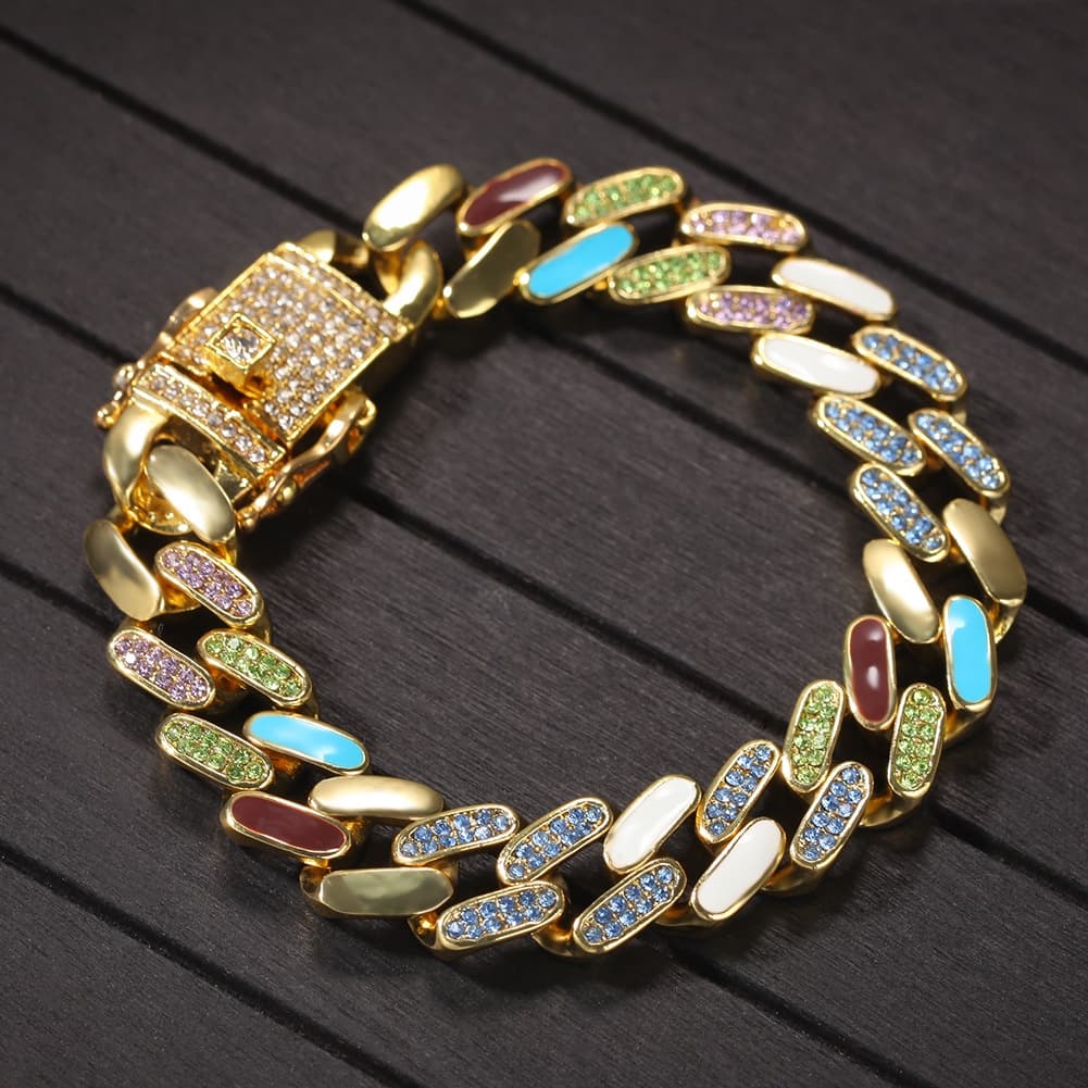 Chain Bracelet Hip Hop Drip Oil Inlaid Zircon Fashion Cuban Bracelet Jewelry Wholesale