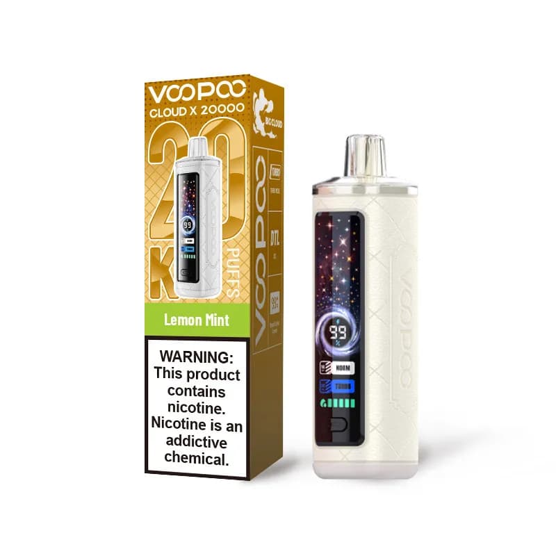 Lot de 2 cigarettes électroniques jetables VOOPOO Cloud X 20K, 20 000 bouffées, 25 ml, 6 mg de nicotine, batterie de 900 mAh, chargeur USB-C, d