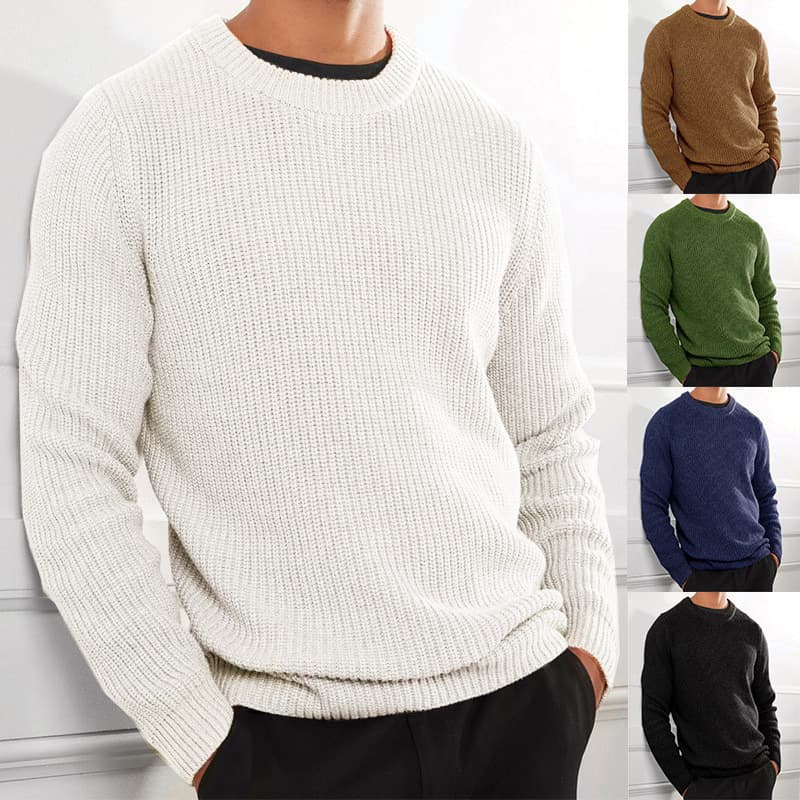 Men's Clothing quality for new casual men's solid color top sweater knitted pullover