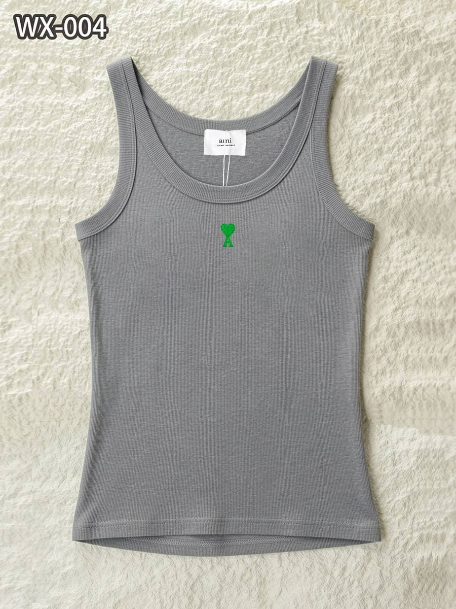 Débardeur sans manches Ami Paris pour femme, logo cœur, coupe ajustée.