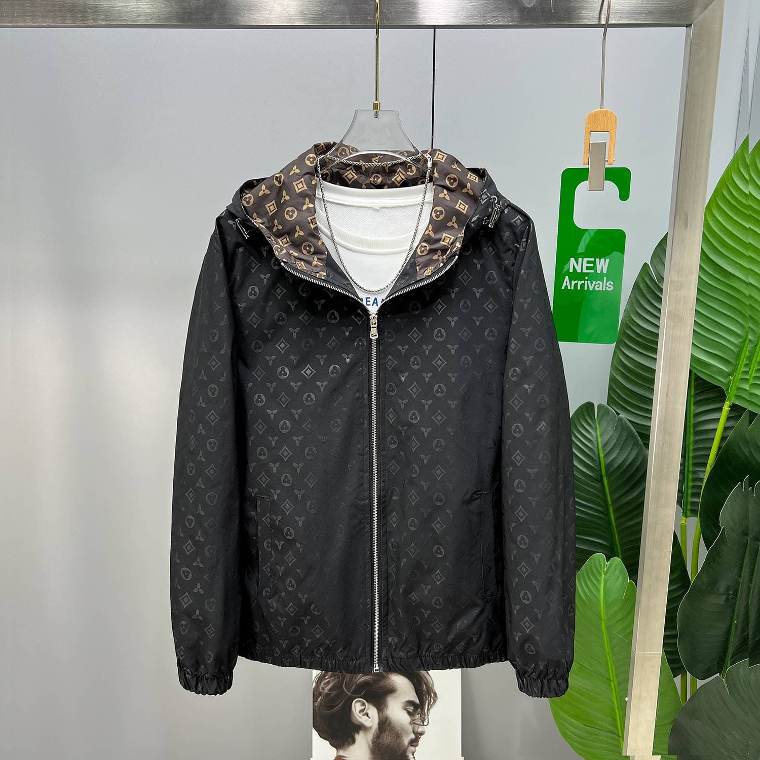 Men's Vintage Embossed Craft Stand-up Collar Motorcycle Denim Jacket Individual Fit Jeans