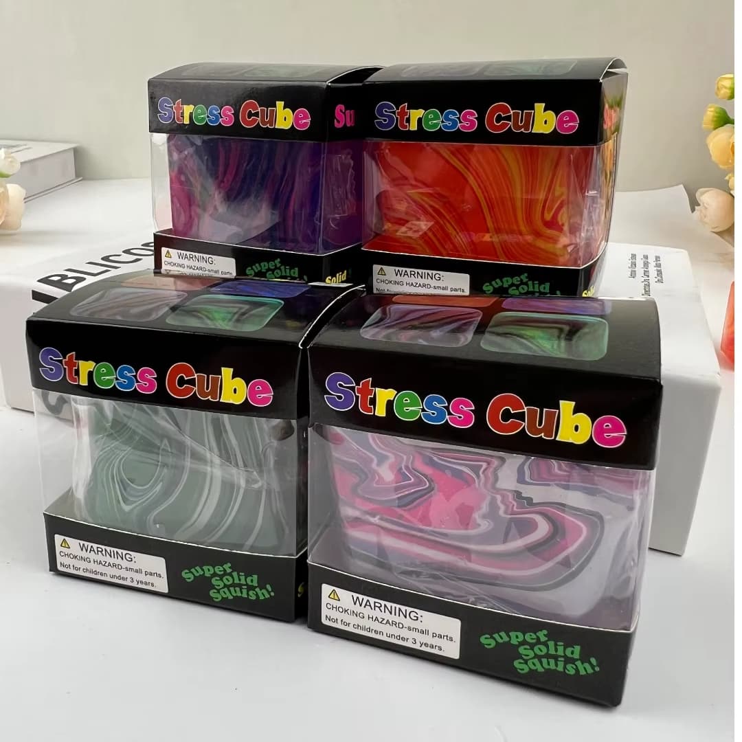 Super Soft Nice Cube Swirl Marble Squishy Cube Stress Relief Fidget Toy Sensory Squeeze Desk Toy For Kids Teens Adults