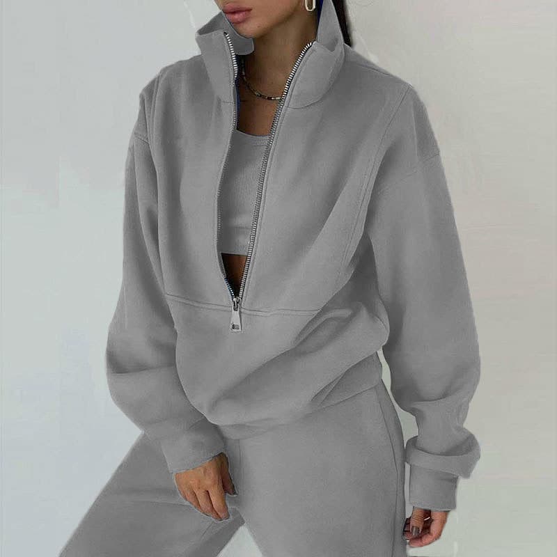 Women's Fleece Hoodie & Jogger Set - Soft Casual Lounge Wear, Elegant Two-Piece Outfit For Fall & Winter