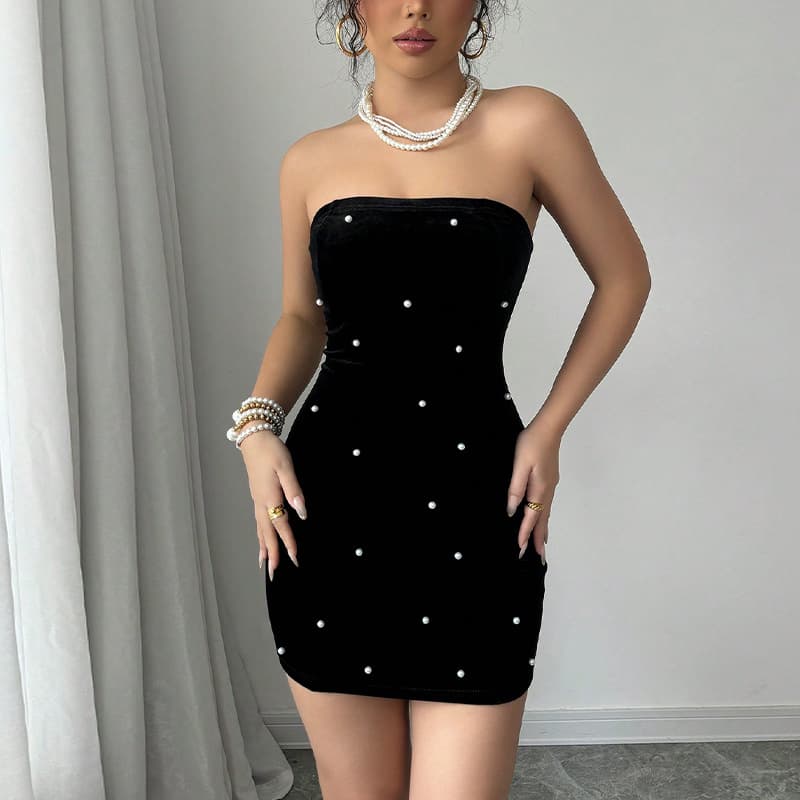 Women's Clothing Summer Sexy Elegant Style Hip Skirt Sleeveless Off Shoulder Slim Short Skirt