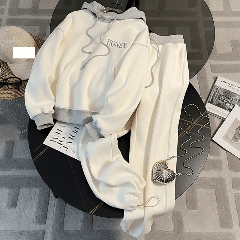 Women's clothing hooded sweater suit for women autumn stylish high-end embroidered casual sportswear two-piece suit