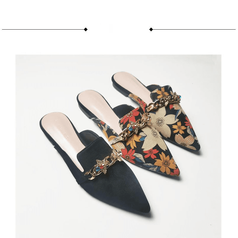 Women’s Shoes New Pointed Sandals For Women To Wear Outside In Spring Single Shoes Flat Bottom Closure Mules Half Support Women's Shoes