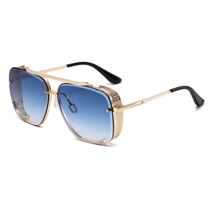 2021 New Double-Beam Metal Cut-Edge Punk Hip-Hop Sunglasses, European And American Street Style Trendy Sunglasses