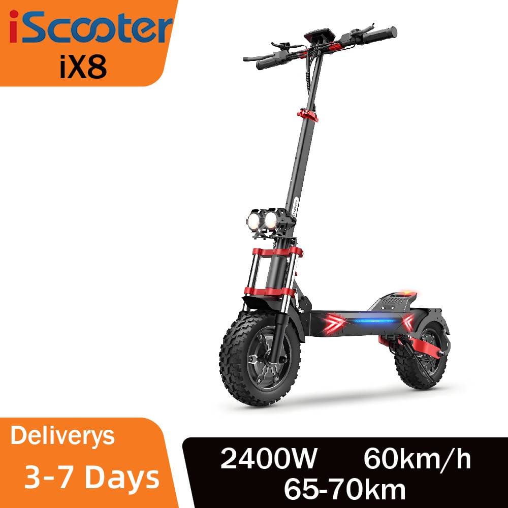 iScooter IX8 12 Inch Off-Road Electric Scooter Dual Motors 2400W 60KM/H 48V 20Ah Battery Dual Suspension E-scooter