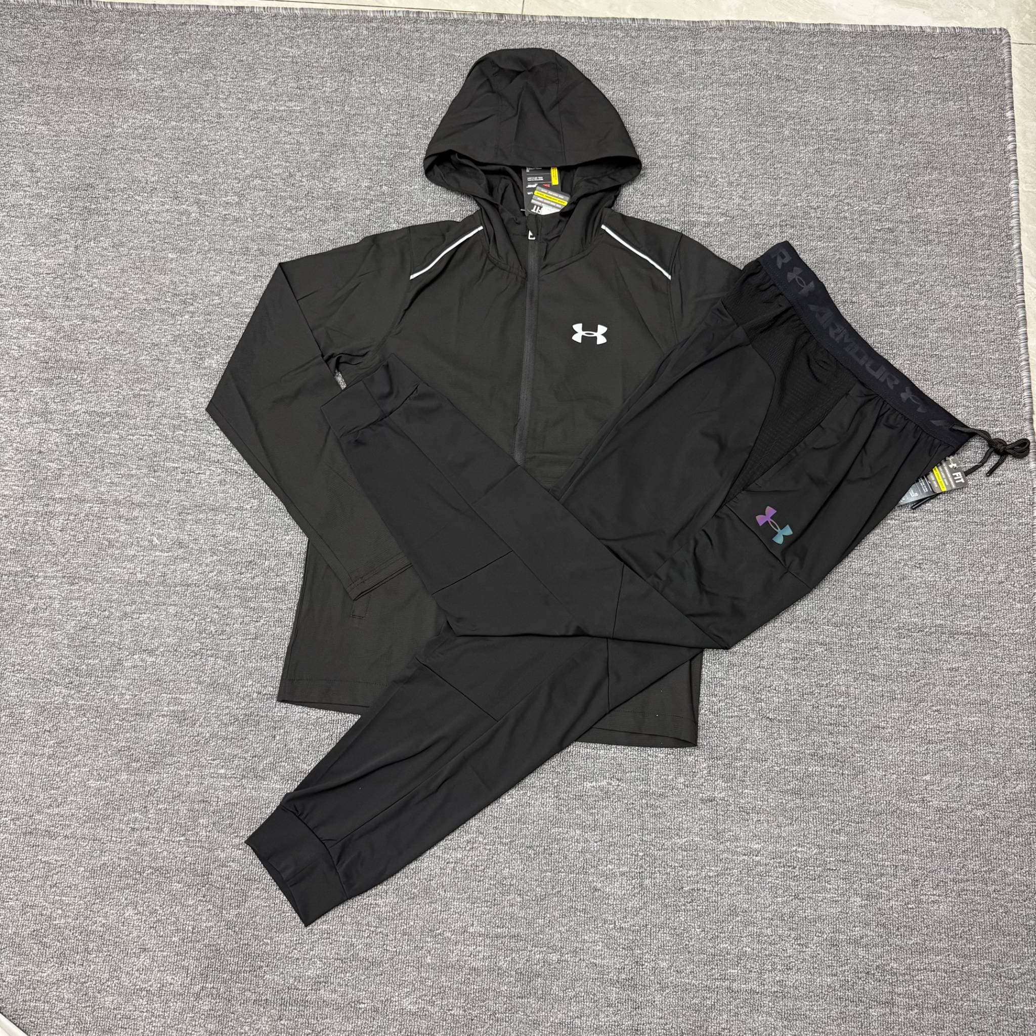 Ensemble de survêtement Under Armour avec protection solaire, veste et pantalon de sport légers et respirants à capuche, unisexe, idéal pour l'en