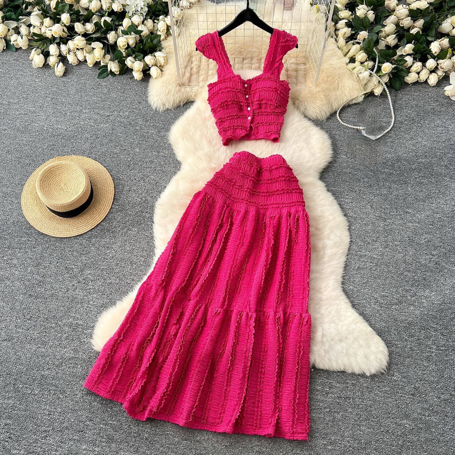 Women's Clothing Age Reducing And Refreshing Spring And Summer Vacation Style Short Sleeved Suspender Top