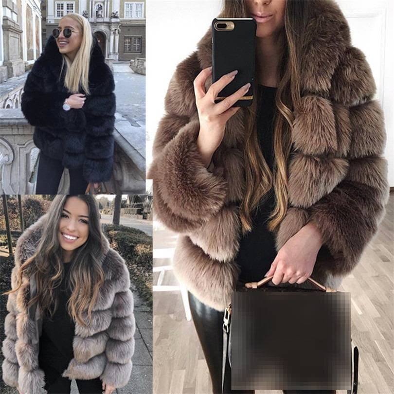 Luxury Faux Fur Coat With Hood - Soft Winter Outerwear For Women, Elegant Long Sleeve Jacket In Grey/Black/Pink/Wine/Brown/Beige/Navy (S-4XL)