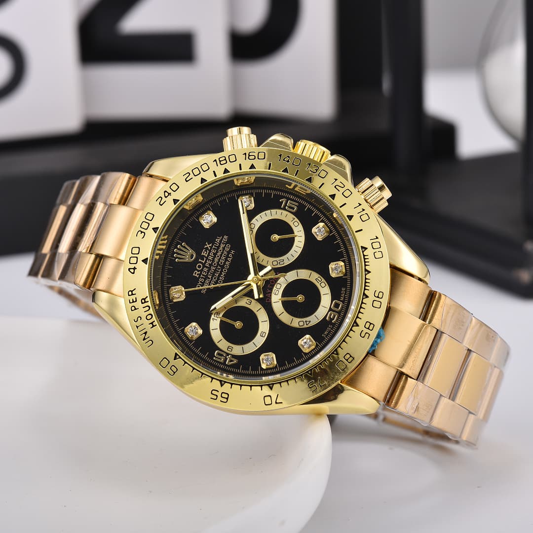 Montre de luxe pour homme Rolex, style business, à six aiguilles et cadran classique à trois sous-cadrans.