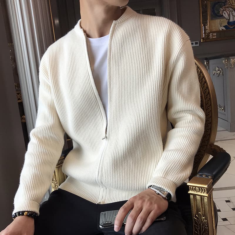 Autumn And Winter 2021 New Thick Sweater Men's Outerwear V-neck Knitted Cardigan Wearing Handsome Trendy Top