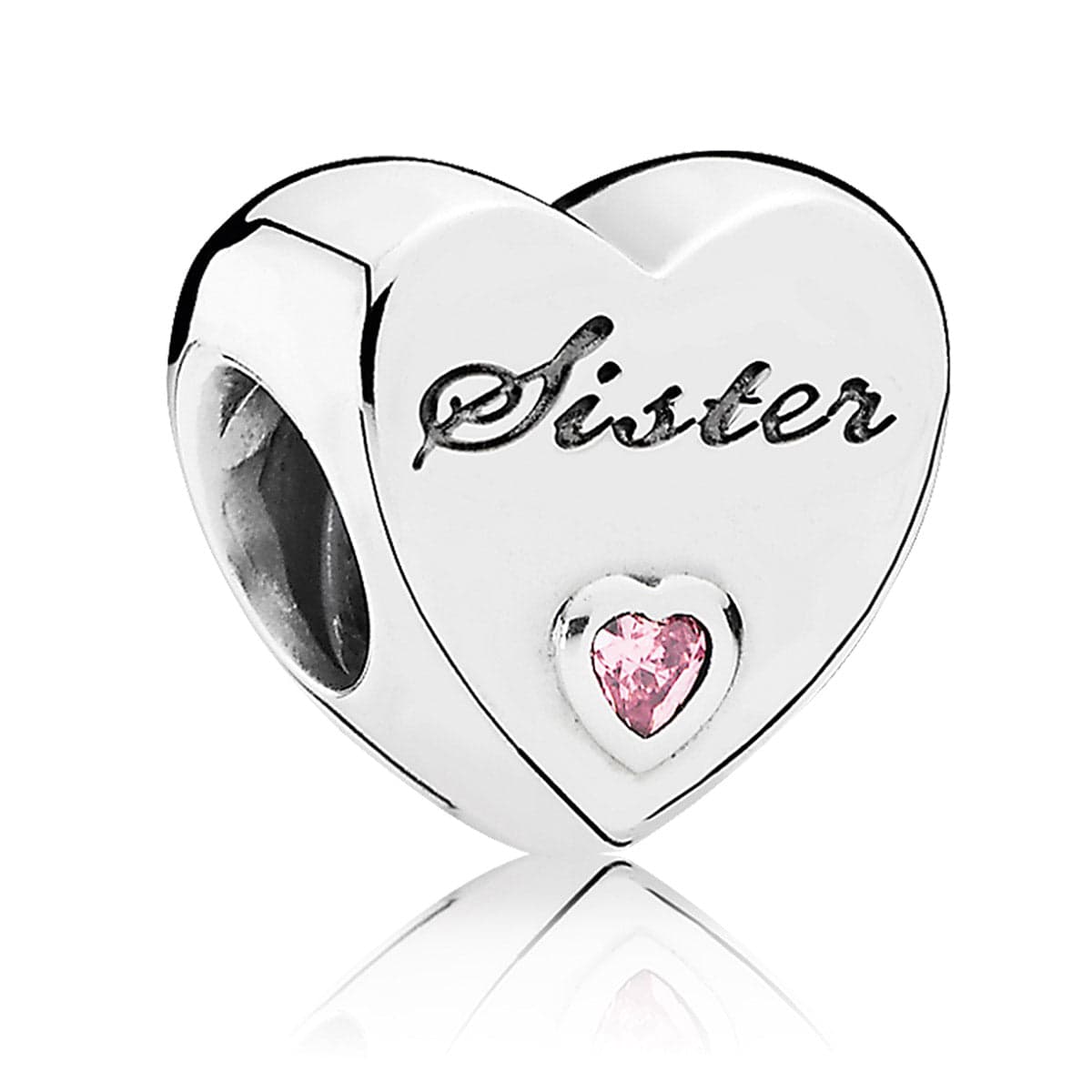 Sister's Love with Pink CZ Charm