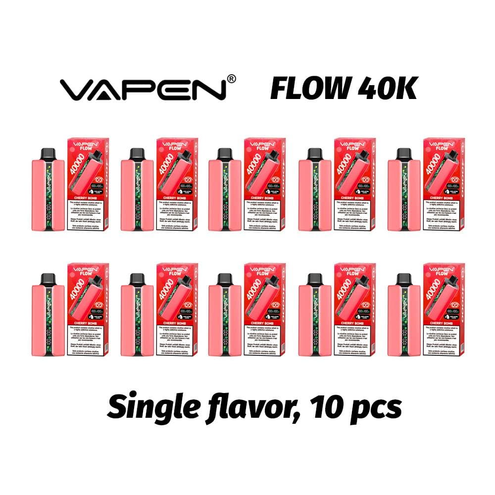 Lot de 10 cigarettes électroniques jetables Vapen Flow 40 000 bouffées (2 %), 20 000, 30 000 et 50 000 vapes. Technologie de goût constant.