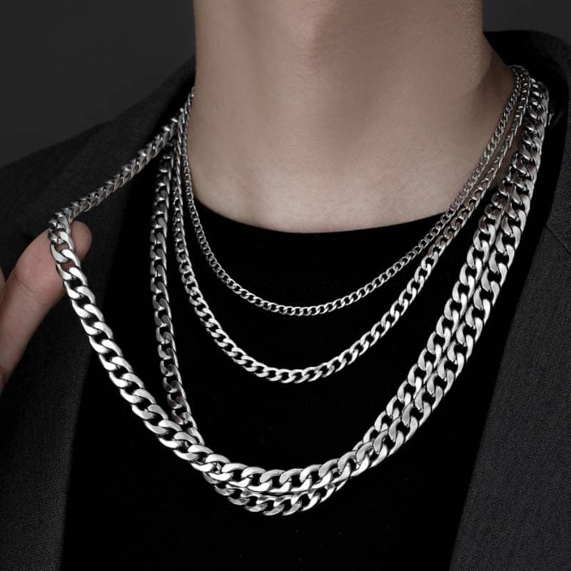 Stainless steel men's Cuban necklace accessories titanium steel necklace jewelry men's versatile high end