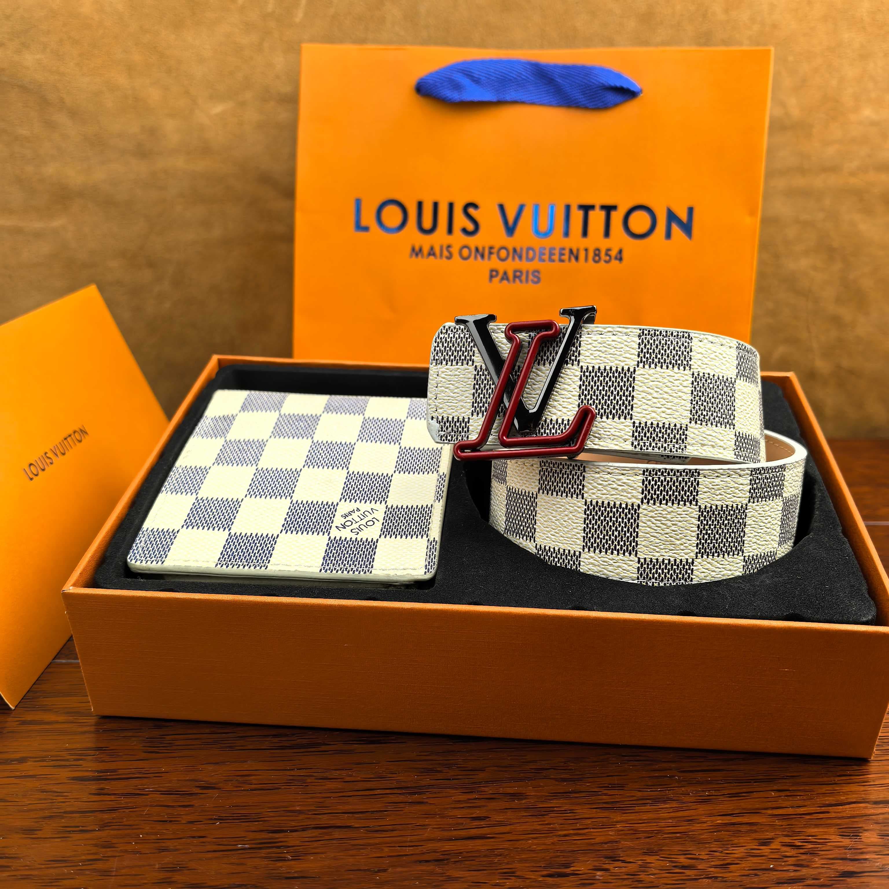 Coffret cadeau - Combinaison portefeuille et ceinture pour homme, luxueuse et tendance
