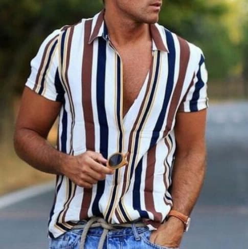Men's Clothing Summer New Striped Shirt Men's Casual Shirt Short Sleeve Shopify