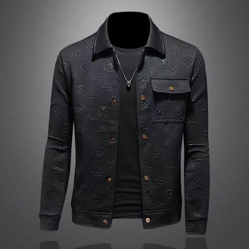 Men's Clothing Spring New Men's Light Luxury Fashion High-end Jacquard Workwear Loose Jacket Lapel Coat