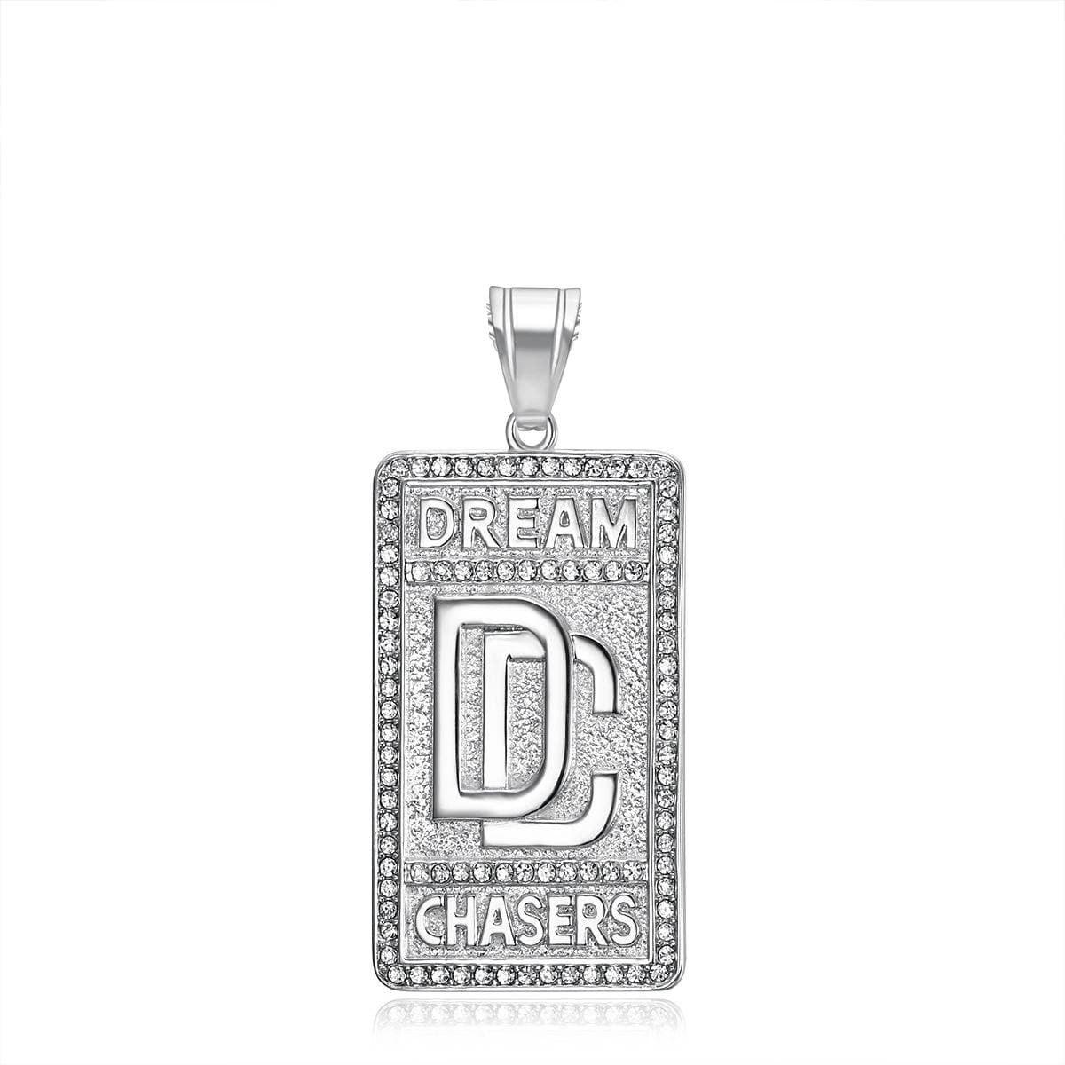Pendentif carré en diamant DC pour homme, tendance rétro, collier hip-hop polyvalent