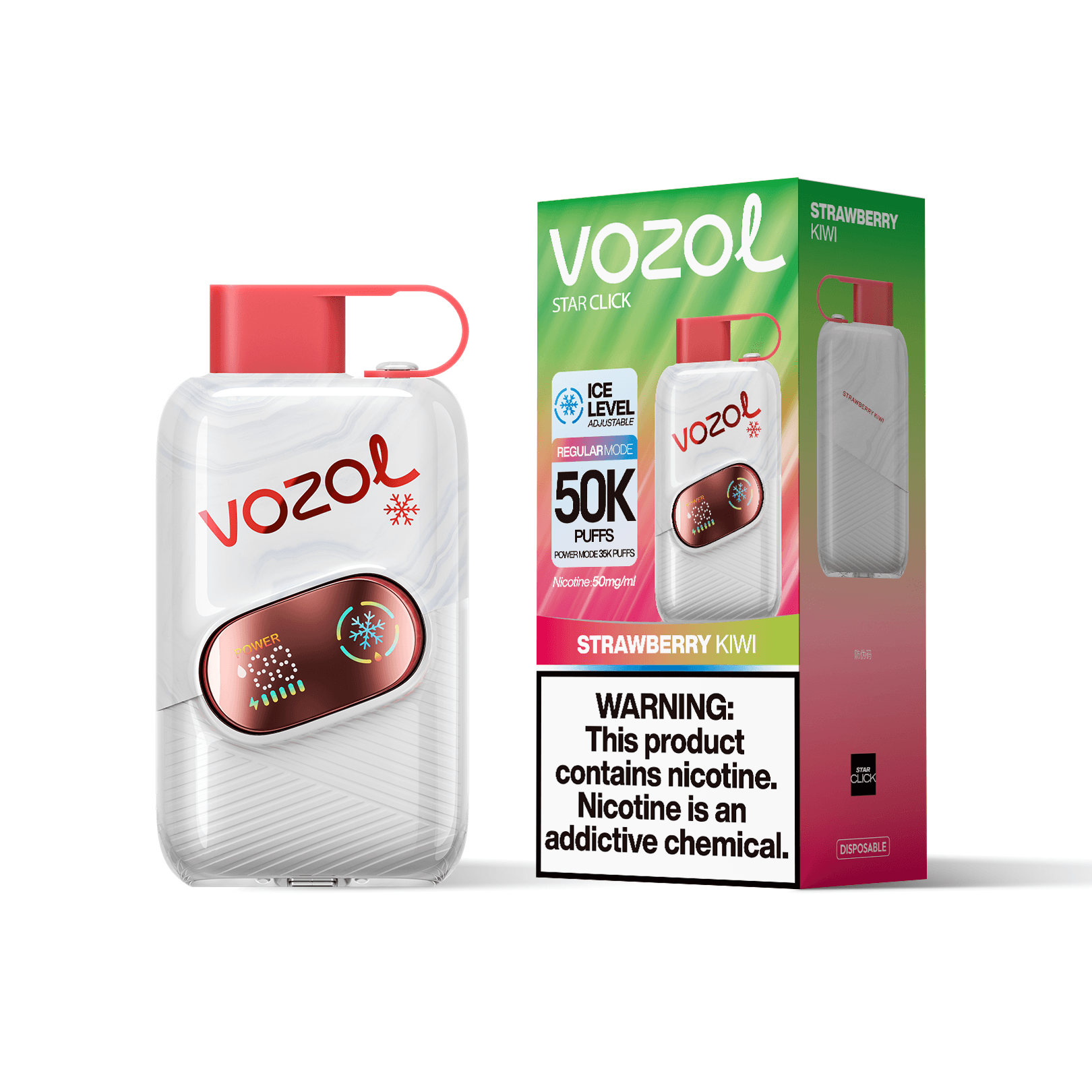 Entrepôt UE 1 PCS Vozol Star Click 50000 Bouffées 50k Vape Jetable avec Écran Bildschirm Vape Boisson Énergisante Longue Durée