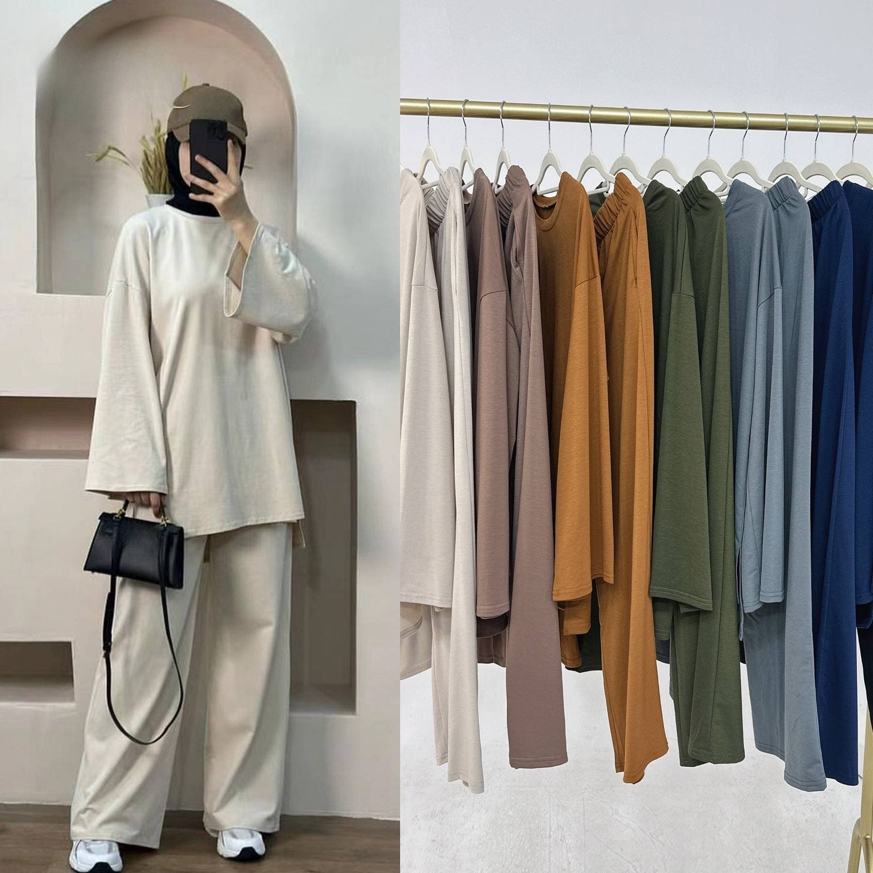 Women's Clothing Middle East Dubai Türkiye solid color loose two piece suit LR894