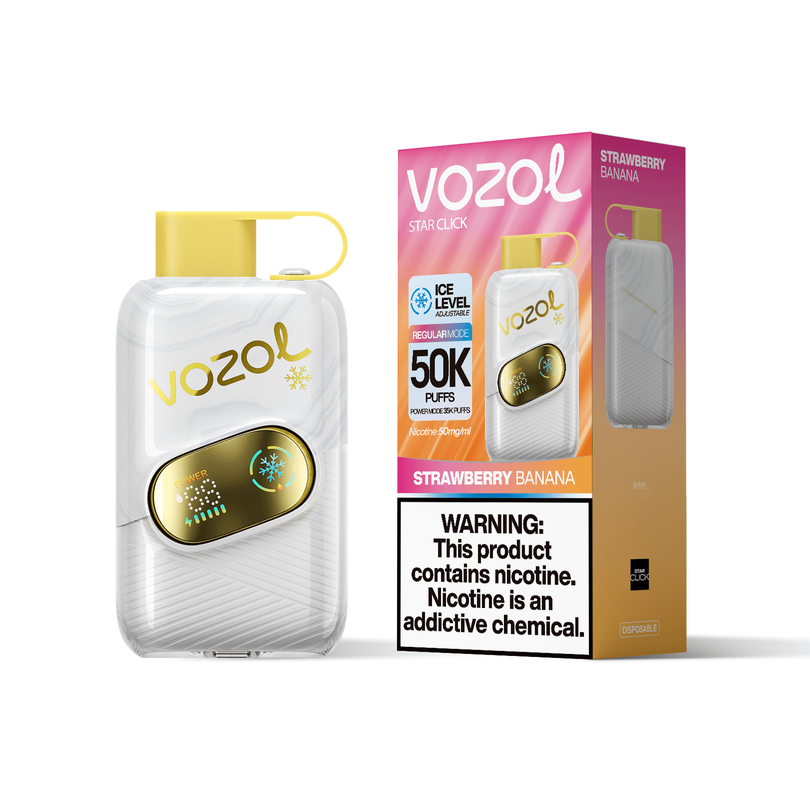 Entrepôt UE 1 PCS Vozol Star Click 50000 Bouffées 50k Vape Jetable avec Écran Bildschirm Vape Boisson Énergisante Longue Durée