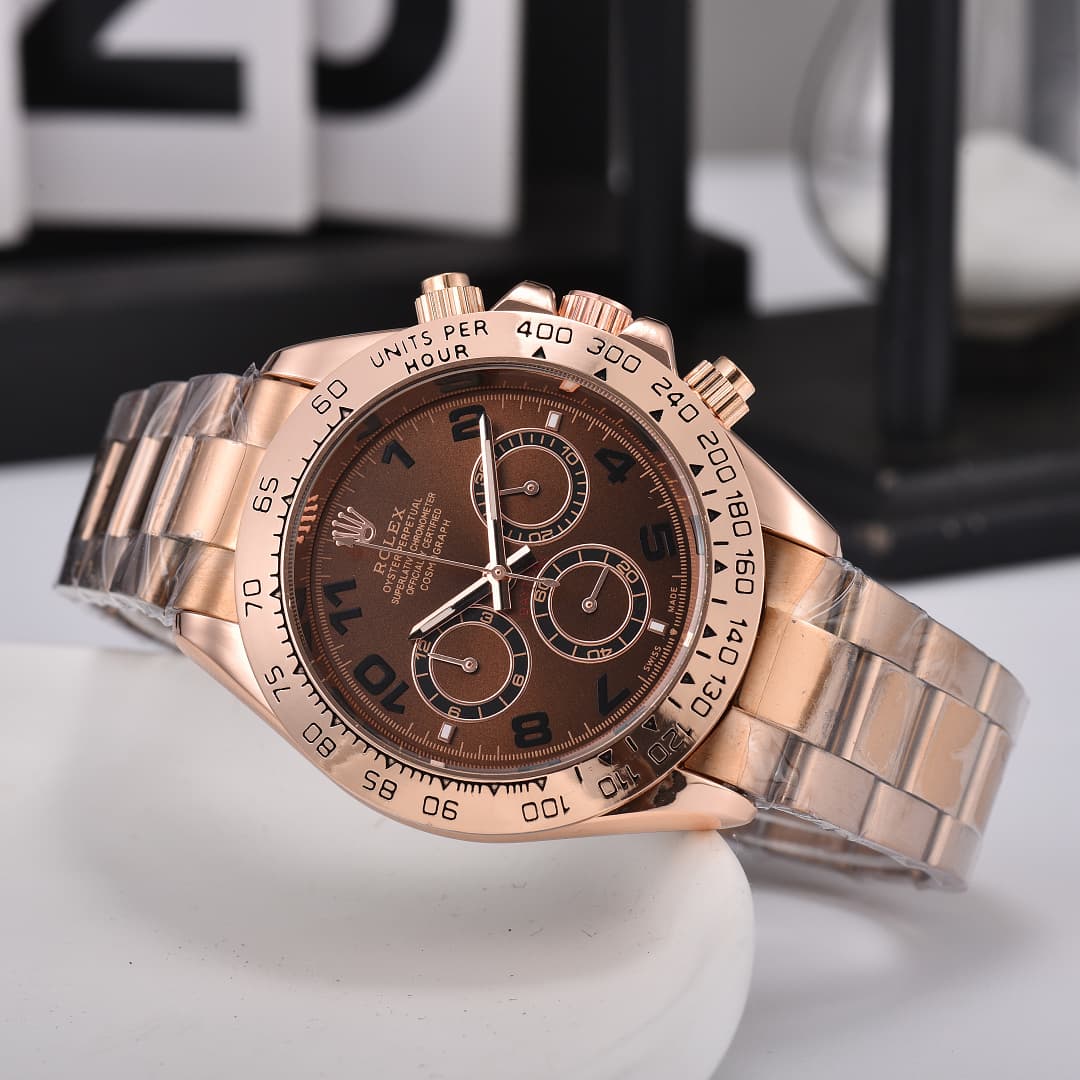 Montre de luxe pour homme Rolex, style business, à six aiguilles et cadran classique à trois sous-cadrans.