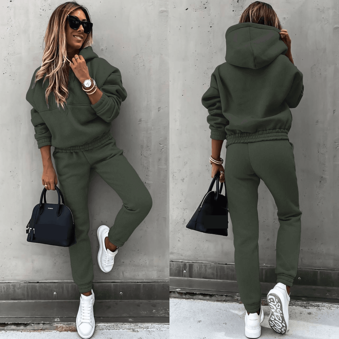 Women's Clothing Women's Fleece Tracksuit Set - Long Sleeve Casual Sweatshirt & Jogger Pants Comfortable Lounge Wear Stylish Outfit For Work Leisure