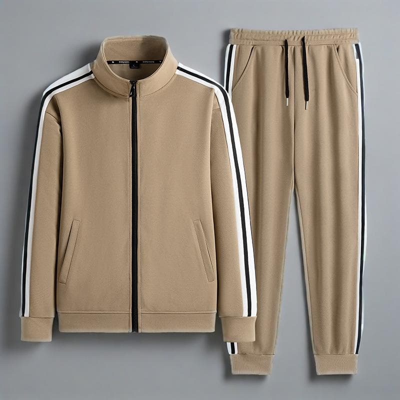 ​Men's Sportswear Two-Piece Set - Lightweight Comfortable Running Tracksuit For Casual & Active Lifestyle (Black, Grey, Camel)​