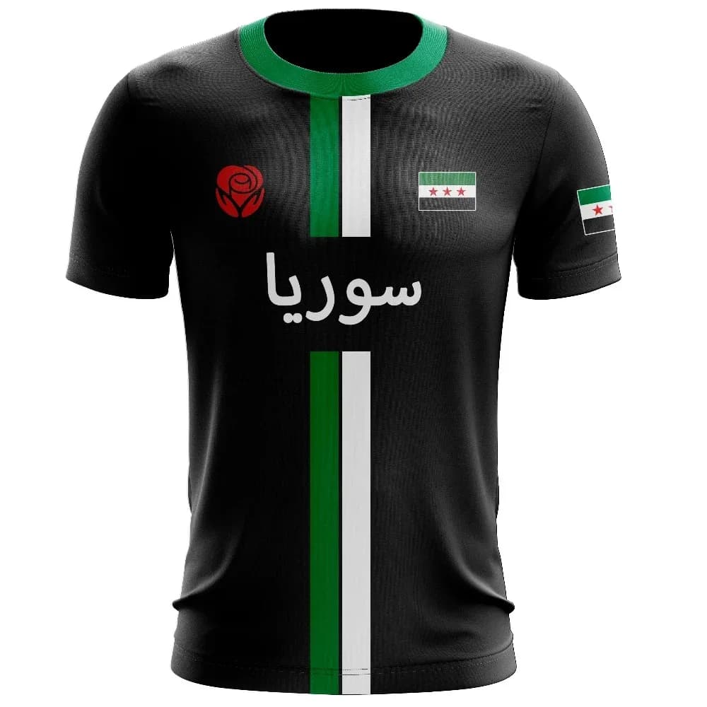 2025 Syria Football Jersey Men's Sports 3D T-shirts Syrian Flag Street Oversized Tops Unisex Casual Graphic T-shirts Mens Gifts